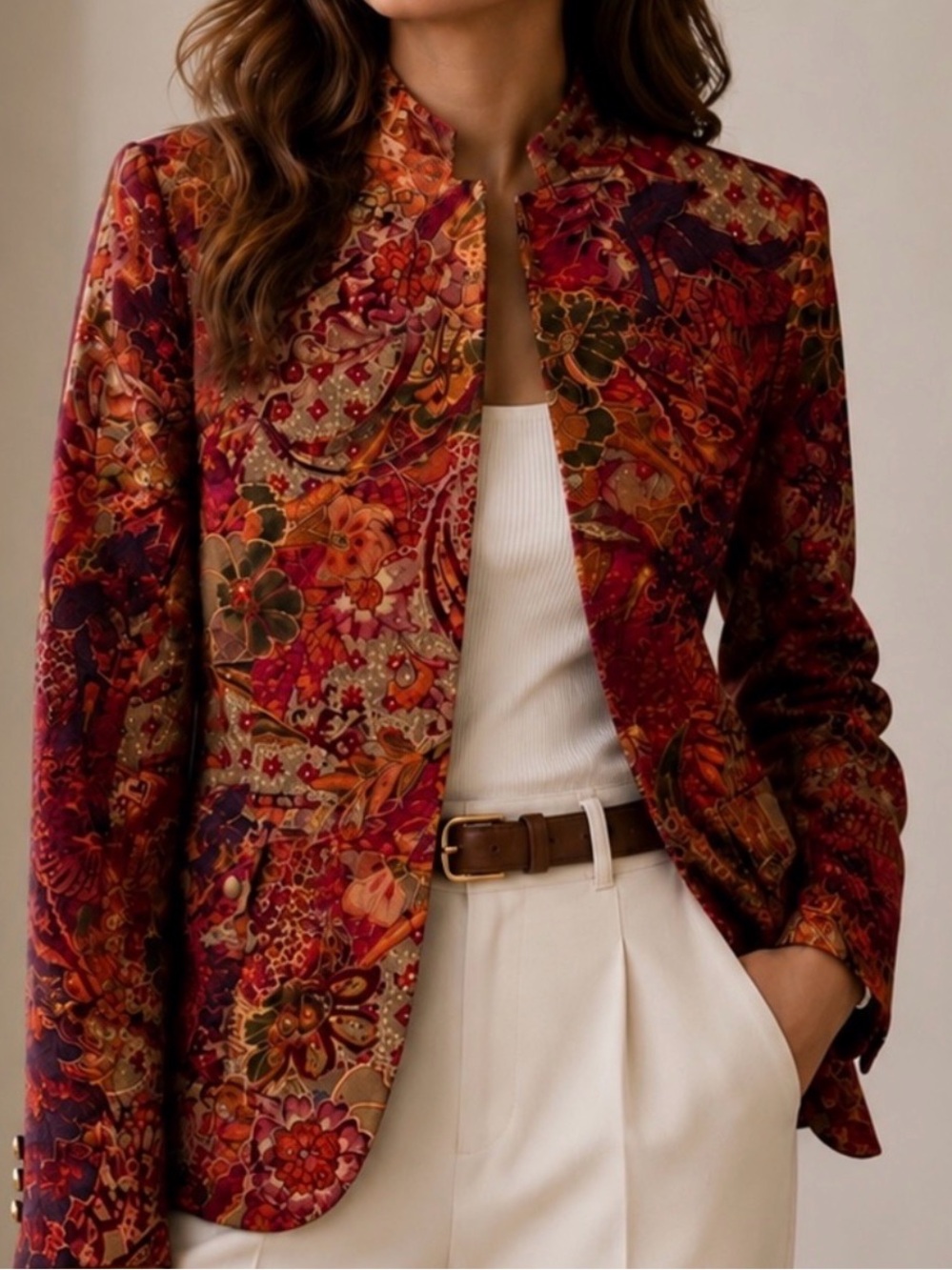 Coldwater Creek cotton structured boho print jacket